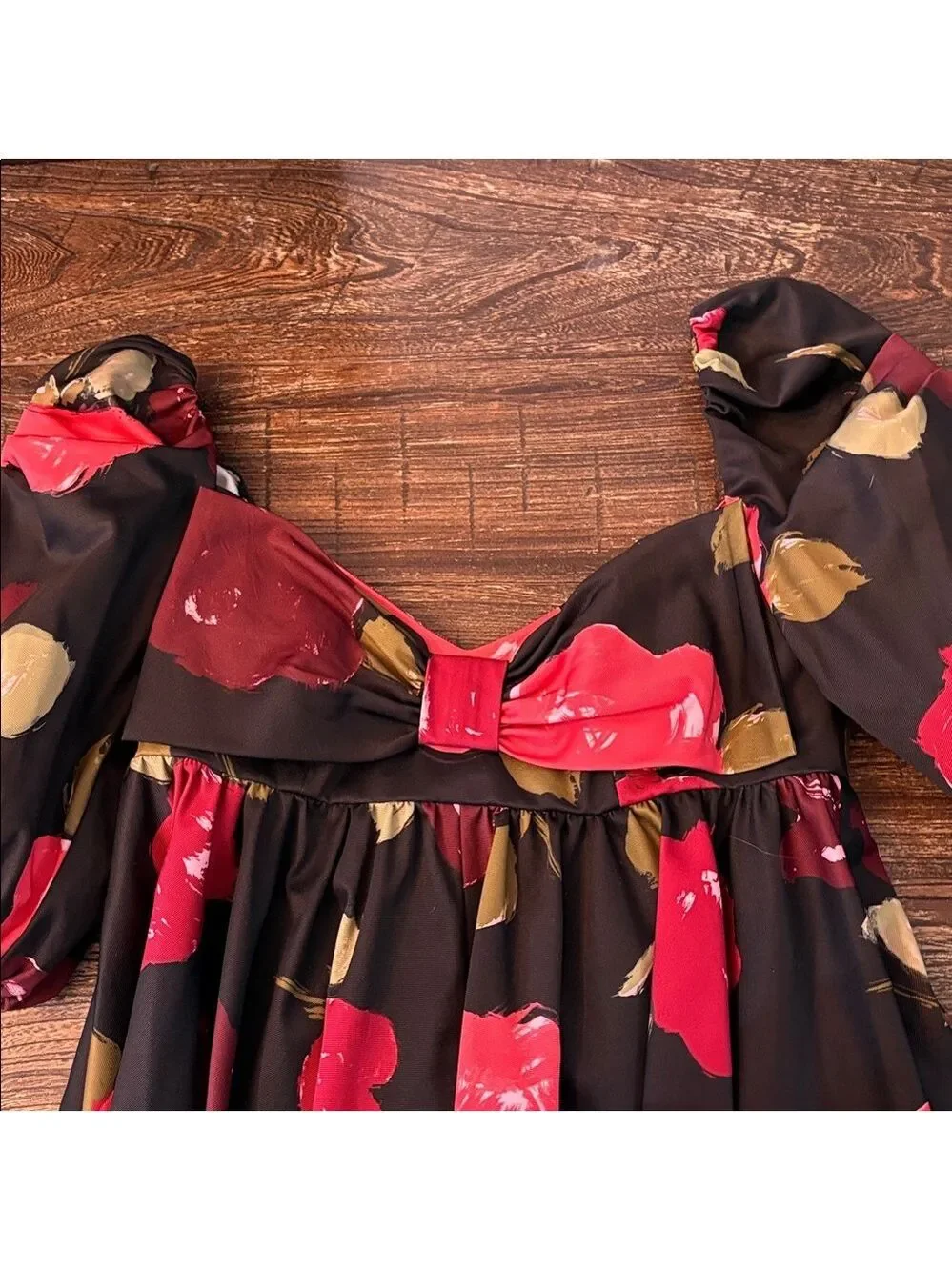 Kate Spade New York Just Rosy Beau Dress‎ Black Red Floral NWOT Size 6
